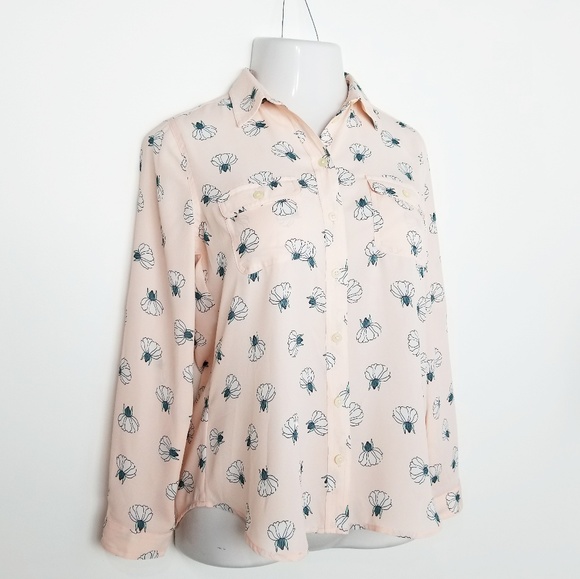 LOFT Tops - LOFT Pink Floral Utility Shirt